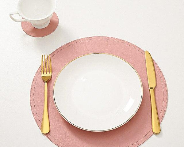Round leather placemat