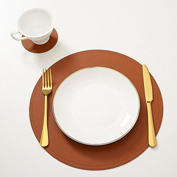 Round leather placemat