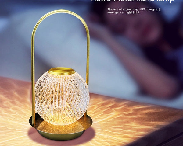 Metal Portable Ambience Light Bedroom Bedside Lamp Home Decor